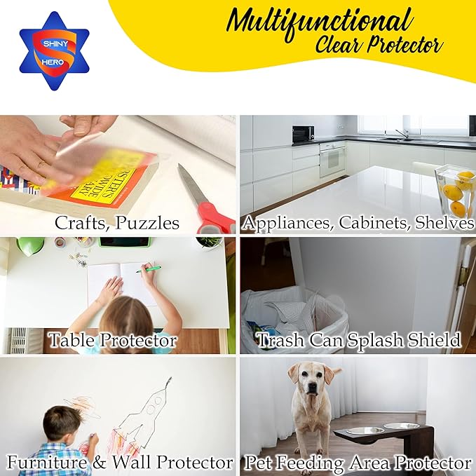 Clear Wall Protector Contact Paper - Self Adhesive Removable Film Kitchen Cabinet Liner Transparent Sheet Plastic Foil Backsplash Oil Waterproof Wallpaper Heat Resistant Furniture Door Scratch Cat Dog - Image 4