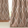 NICETOWN Blackout Curtains Panels for Bedroom - Microfiber Noise Reducing Thermal Insulated Wave Line Foil Print Design Drapes for Patio Sliding Glass Door (Cappuccino, 2 Panels, 52 x 72 Inch) by NICETOWN