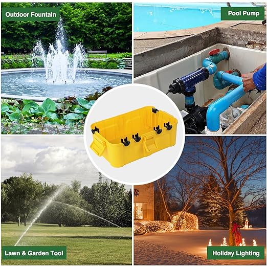 Flemoon Large Outdoor Electrical Box (12.5 x 8.5 x 5 inch), IP54 Waterproof Extension Cord Cover Weatherproof, Protect Outlet, Plug, Socket, Timer, Power Strip, Holiday Light Decoration, Yellow - Image 8