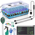 60 Cell Self-Watering Seed Starter Tray with Grow Light and Heat Mat,Seed Starter Kit,Humidity Domes,Auto Timer,Flexible Brightness Seedling Starter Trays for Seed Starting & Seeds Growing by Home