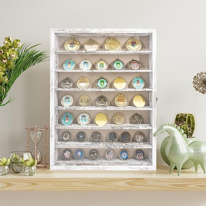 Shadow Boxes Display Cases 16x20 with Removable Shelves, 2.2 Inch White Deep Shadow Box Frame for Keepsake Collectibles, Coins Military Medals Pins Wedding Flowers - Image 5