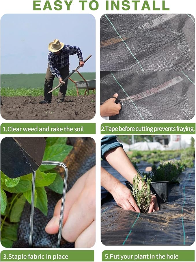 6.5ftx300ft Weed Barrier Landscape Fabric Heavy Duty, Premium 3OZ Garden Geotextile Fabric, Outdoor Weed Blocker Landscaping Fabric, for Driveway Mats, Erosion Control, Ground Cover Weed Barrier - Image 4