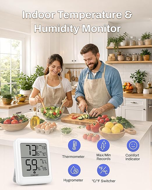BN-Link Digital Hygrometer Indoor Thermometer Room, Digital Temperature and Humidity Meter with Large LCD Monitor for Home, Bedroom, Terrarium, Incubator, Greenhouse, 2 Pack - Image 6