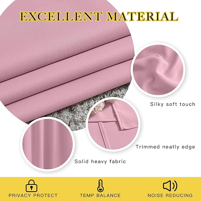 NICETOWN Patio Door Curtain Sound Blocking, Bedroom Privacy Room Divider Curtain, Thermal Insulated Blackout Closet Sliding Door Shade (1 Panel, 100" Wide x 120" Long, Rouge Pink) - Image 2