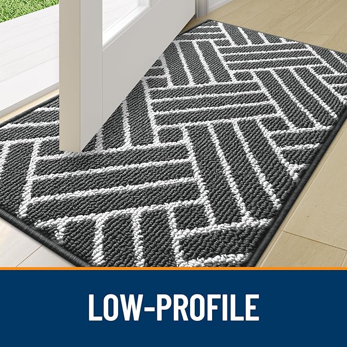 OLANLY Indoor Door Mat, 48x32 Inch, Dirt Resistant and Absorbent, Non-Slip Rubber Backing Floor Mats, Easy Clean Low-Profile Doormat for Entryway, Front Door, and Inside Entrance, Charcoal - Image 4