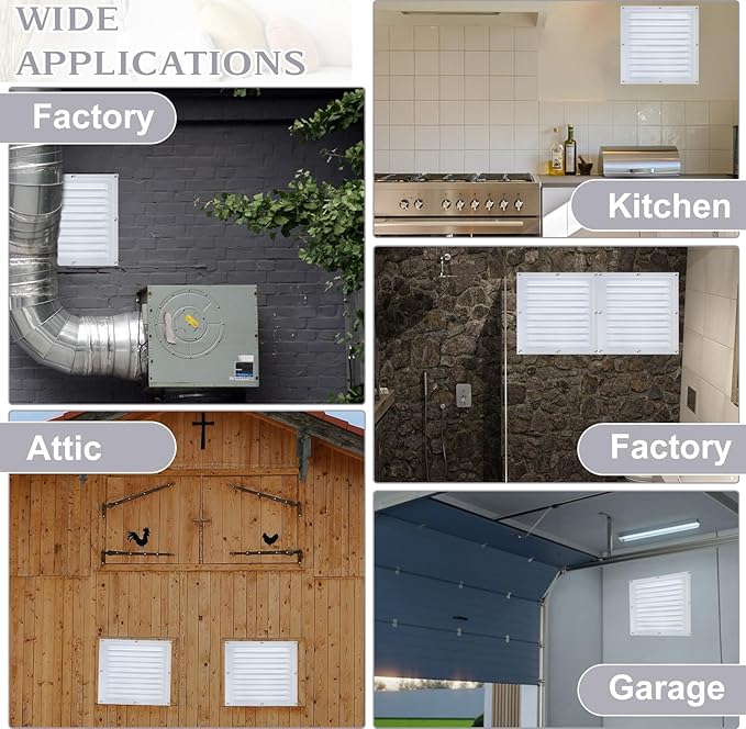 2 Pcs Attic Vent 10" X 10" Shed Vents Metal Gable Vents for Houses Wall Vent with Screen Vent Covers for Home Garage Attic Ceiling, Boost Ventilation and Guard Against Moisture (White) - Image 5