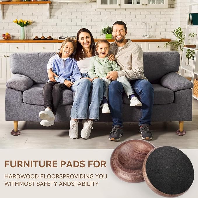 4 Pcs Solid Wood Upright Piano Caster Cups,Furniture Caster Cups,HilerPunk Sofas Beds Chairs Wheel Caster Cups Pads,with NoHPn-Slip & Anti-Noise Felt Pads,for Hardwood Floor Protectors (HL-10) - Image 5