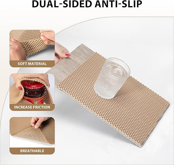 Shelf Liners for Cabinets-Drawer Liner Cabinet Liners for Shelves Kitchen,Non-Adhesive,Non-Slip,Brown,12 x 180 inch - Image 3