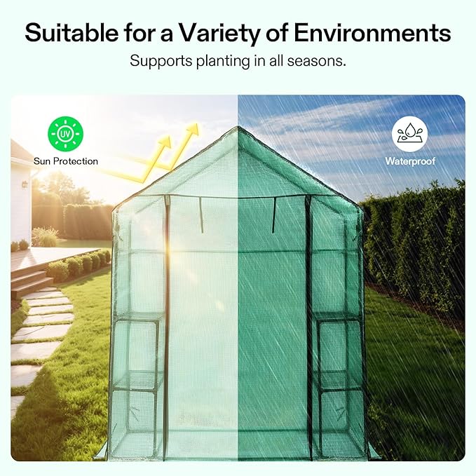 VIVOSUN 57 x 29 x 77-Inch Mini Walk-in Greenhouse with Windows, Shelves and Anchors, Plant Garden Hot House - Image 4