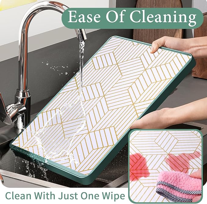 Shelf Liners for Kitchen Cabinets Non Adhesive Shelf Liner Paper Non-Slip Thickened Drawer Liner Easy to Clean for Tool Box Refrigerator with Knife and Tape Measure, Gold Geometric, 11.8 x 118 in - Image 4
