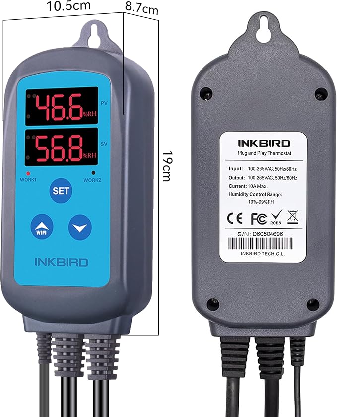 Inkbird Humidity Controller IHC200 Humidistat Mushroom Greenhouse Pre Wired Outlet Dual Stage Humidifier Dehumidifier. - Image 5