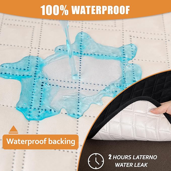 Arfntevss Waterproof Sectional Couch Covers L Shape Washable Velvet Sofa Cover for Sectional Non Slip Large Corner Slipcovers Dog 6 Pcs Universal U Shaped Furniture Protector (Black, X-Large) - Image 2