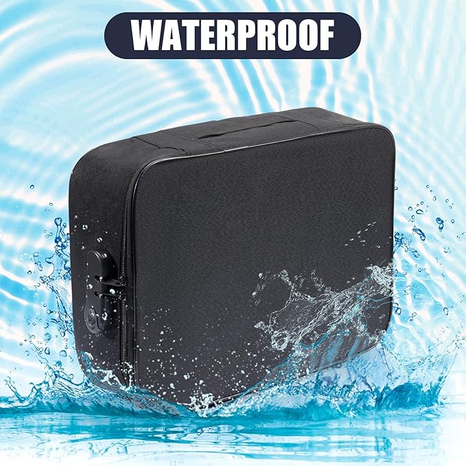 HOMEE Document Safe Box Waterproof,Document Bag with Lock,3 Layers File Pocket Holder with Durable Zipper,File Storage Case For Documents,Portable Travel Home Passport Organizer Storage Bag Safe Box - Image 4