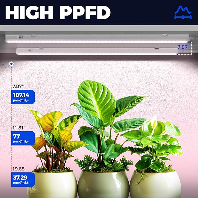 Barrina Grow Lights for Indoor Plants, Full Spectrum Sunlight, 2ft 40W (4 x 10W, 250W Equivalent), LED Grow Light Bulbs, T5 Grow Lights, Plug and Play, Pinkish White, 4-Pack - Image 3