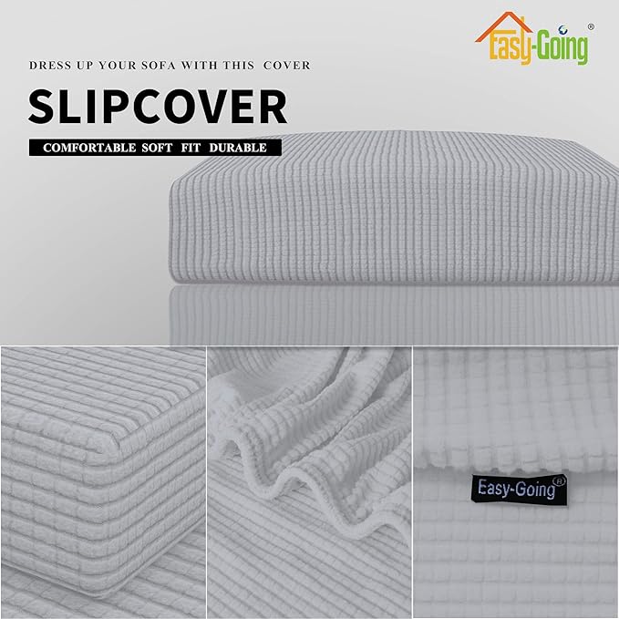 Easy-Going Stretch Cushion Cover Sofa Cushion Furniture Protector Sofa Seat Sofa Slipcover Sofa Cover Soft Flexibility with Elastic Bottom(Sofa Cushion, Silver Gray) - Image 3