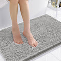 Smiry Luxury Chenille Bathroom Rugs 36x24, Extra Soft and Absorbent Shaggy Bath Mat, Machine Washable, Non-Slip Plush Carpet Runner for Tub, Shower, and Floor, Home Decor Accessories, Light Grey by Smiry