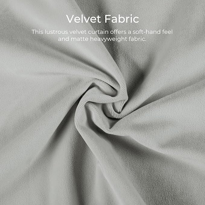 TWOPAGES Luxury Velvet Curtain Pinch Pleated Neutral Gray Curtain 108 inch Long Thermal Insulated Blackout Drapes for Bedroom Living Room Indoor Window (1 Panel,Neutral Gray,84Wx108L) - Image 3