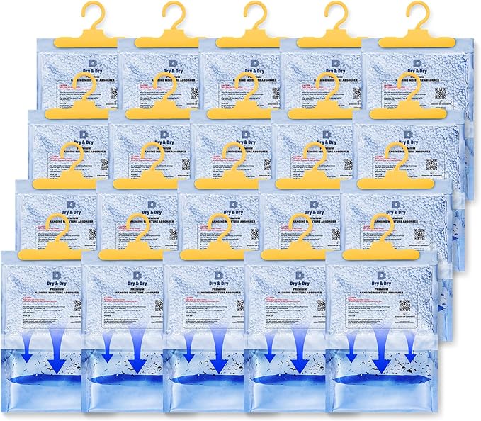 Dry & Dry 20 Pack Moisture Absorbers for Home, Basement & Bedroom - Small Dehumidifiers by DryDry