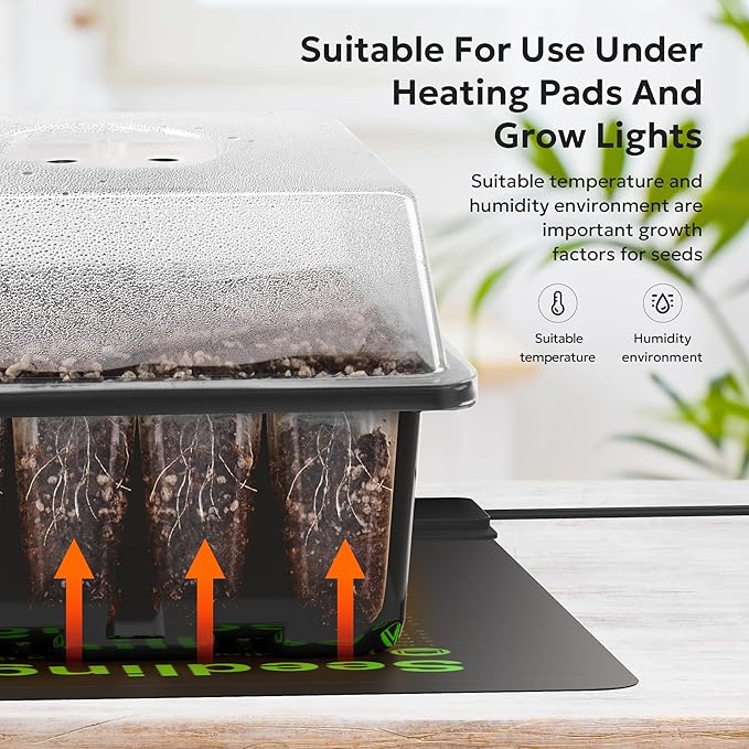MIXC 10 Packs Seed Starter Tray Seed Starter Kit with Humidity Dome (120 Cells Total Tray) Seed Starting Trays Plant Starter Kit and Base Mini Greenhouse Germination Kit for Seeds Growing Starting - Image 2