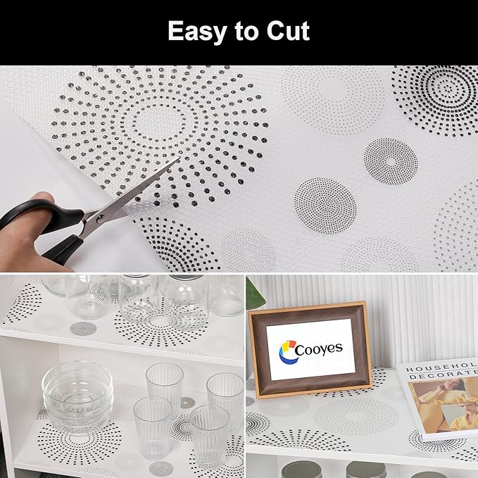 Cooyes Shelf and Drawer Liner for Kitchen Cabinets – Non-Adhesive, Waterproof, Non-Slip Cabinet Liners for Scratch Protection, Desk, Refrigerator, Shelves, Drawers with Modern Pattern - Image 5