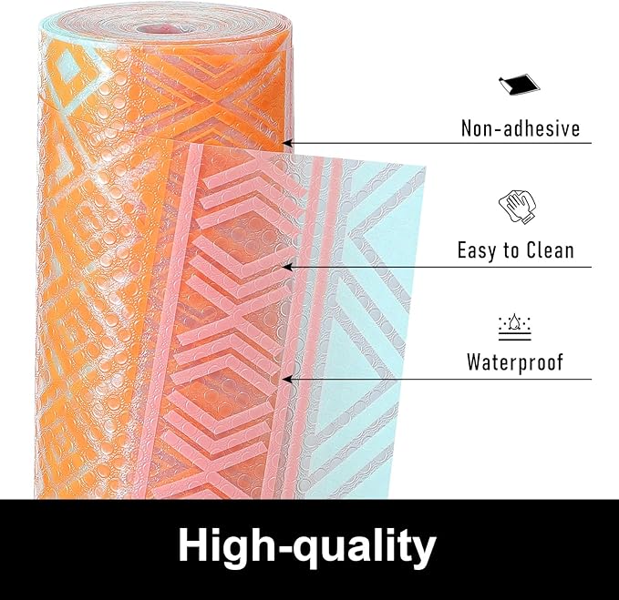 Cooyes Shelf Liners for Kitchen Cabinets Waterproof & Oil-Proof Kitchen Cupboard Mats Non-Slip Drawer Mats EVA Material Non Adhesive Fridge Liner for Shelves（11.8" W x 360" L） - Image 2