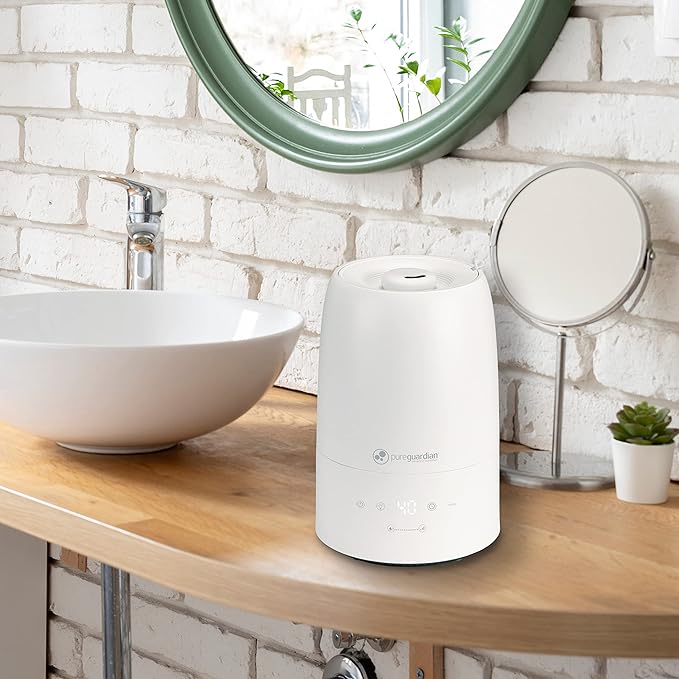 PureGuardian 30-Hour .50 Gallon Top Fill Cool Mist Ultrasonic Humidifier for Large Rooms with Humidistat, 12-Hour Timer, Aroma Tray for Bedroom, Living Room, Office, White, H955W - Image 9