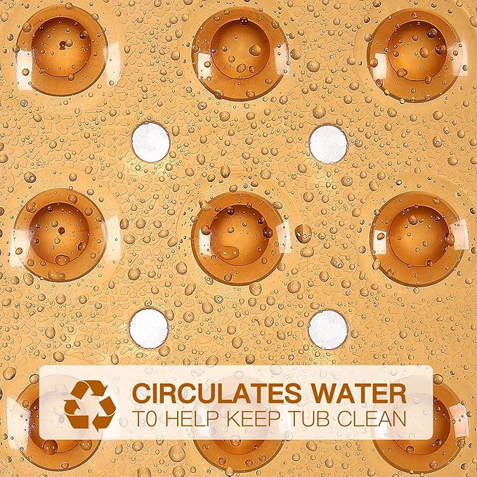 YINENN Bath Tub Shower Stall Mats 31x15.5 Inch Non-Slip and Latex Free, Bathtub Mat with Suction Cups, Machine Washable Bathroom Mats with Drain Holes (Brown) - Image 4
