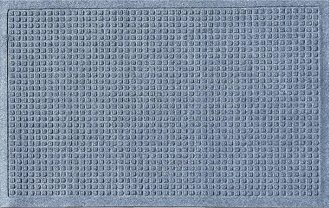 WaterHog Squares Front Door Mat Indoor Outdoor Entrance, Absorbent All-Weather Doormat with Non-Slip Rubber Backing, Dirt & Moisture Trapper, Low Profile, Easy Clean, Made in USA, 23"x35.5" Bluestone by WaterHog