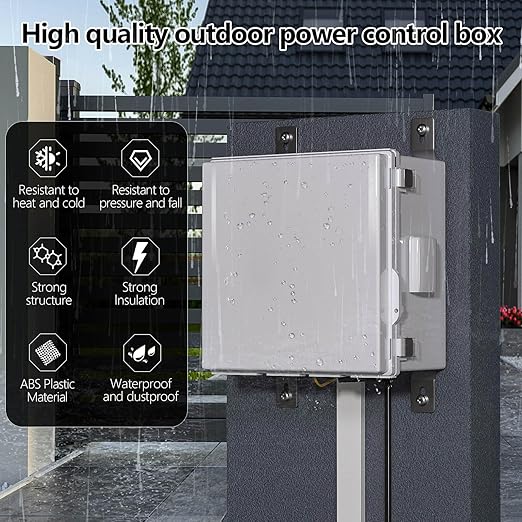 ABS Electrical Junction Box, Ventilated Design, Cable Grommets, IP65 Waterproof Enclosure, Indoor/Outdoor Use with Mounting Panel. (Grey Cover, 11.9"x11.9"x7") - Image 2