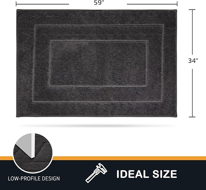 PURRUGS Dirt Trapping Door Mat 34" x 59", Non-Slip/Skid Machine Washable Entryway Area Rug, Dog Doormat, Super Absorbent Welcome Mat for Muddy Wet Shoes and Paws, Charcoal - Image 2