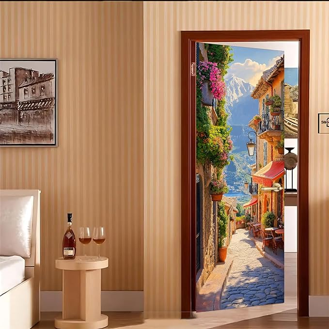 3D Door Decals Stickers, Peel Stick Wall Murals Vinyl Wallpaper Self-Adhesive Mural Door Covers Decorative for Furniture Home Decor Wrinkle-Resistant Waterproof - Image 7