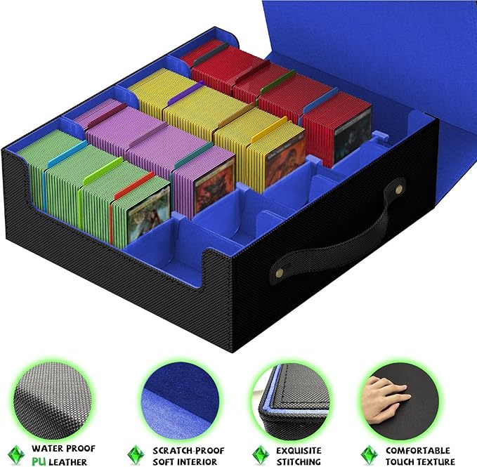 Trading Card Storage Box, Card Storages Boxes, MTG Deck Boxs, bulk card storage, Commander Decks Boxes, Sports Cards Storages, Mtg Commander Deckes Boxes,Deck Boxss Mtg (Black and Blue) - Image 7