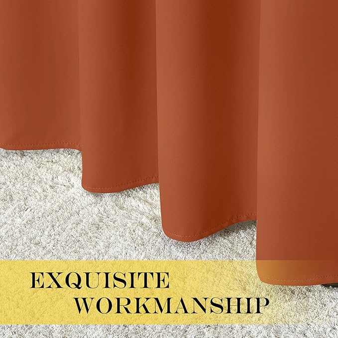 NICETOWN Burnt Orange Blackout Curtains for Bedroom/Living Room 132 Inch Length - Thermal Insulated Room Darkening Grommet Top Window Curtains (100 by 132 - Inch, 1 Panel) - Image 7