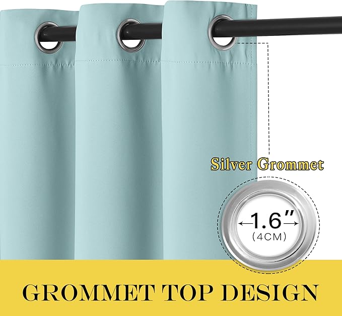 NICETOWN Sliding Door Curtain 84 inches Long, Grommet Privacy Darkening Window Treatment Sound Reducing Room Divider for Bedroom/Kids Room, 1 Panel, Sky Blue, W100 x L84 - Image 5