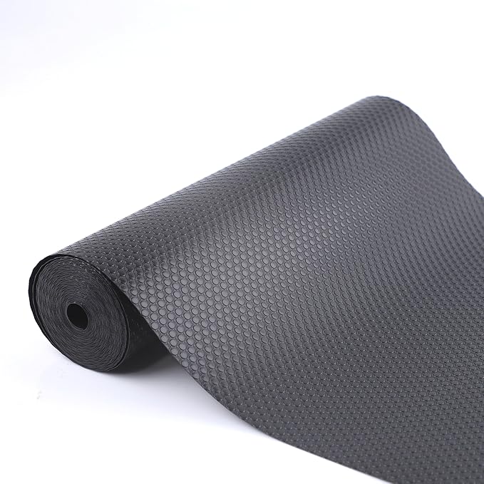 Cabinet Shelf Liners 15 Inch Wide X 20 Ft Kitchen Drawer Liner Non-Adhesive Pantry Cupboard Liner Non-Slip Waterproof & Oil-Proof Refrigerator Shelf Liners Strong Grip Drawer Mat(Black) by Unknown