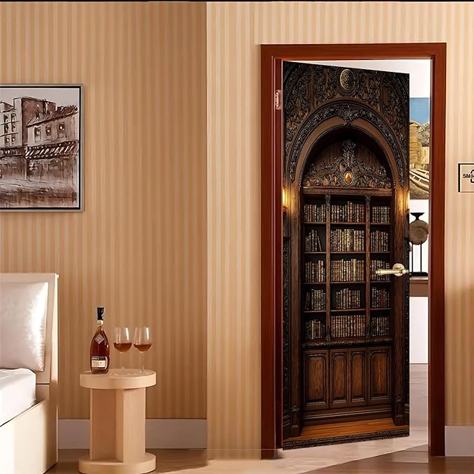 3D Door Decals Stickers Peel Stick Wall Murals Vinyl Wallpaper Self-Adhesive Mural Door Covers Decorative for Furniture Home Decor Wrinkle-Resistant Waterproof - Image 7