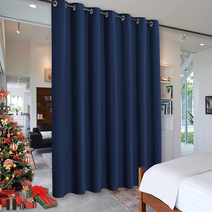 RYB HOME Blackout Curtains Soundproof Energy Saving Insulating Privacy Room Divider Curtains for Patio Sliding Glass Door Living Room Garage Home Theatre Large Window, W 150 x L 90 inches, Navy by RYBHOME