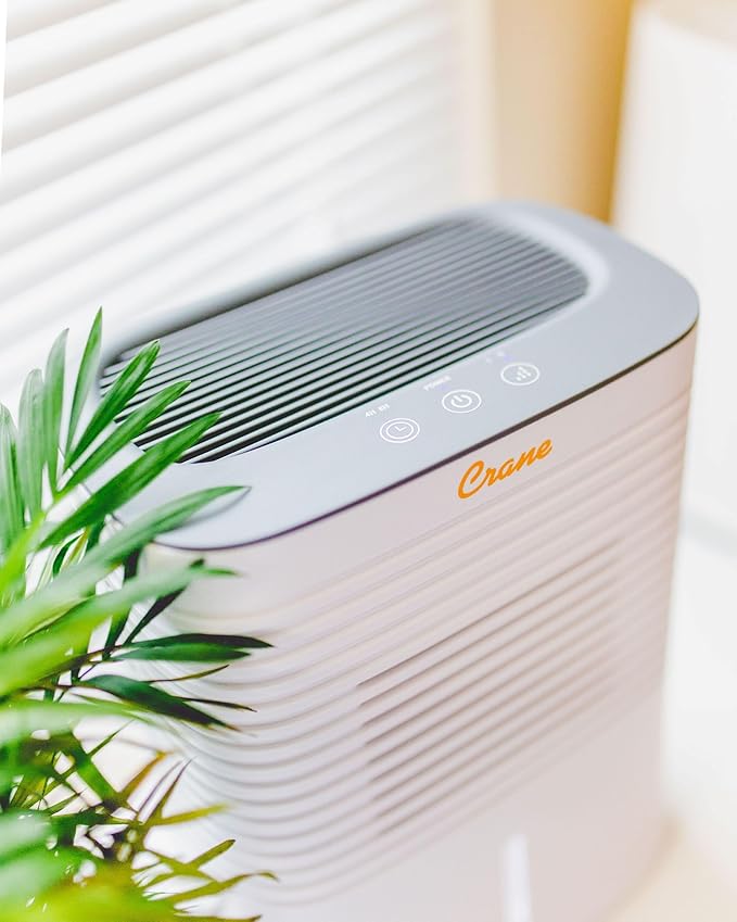 Crane Compact Dehumidifier for 300 Sq Ft Rooms, 0.5 Gallon Tank, For Basements, Bedrooms, Offices, Portable Dehumidifier, Auto Shut-Off, Whisper Quiet - Image 4