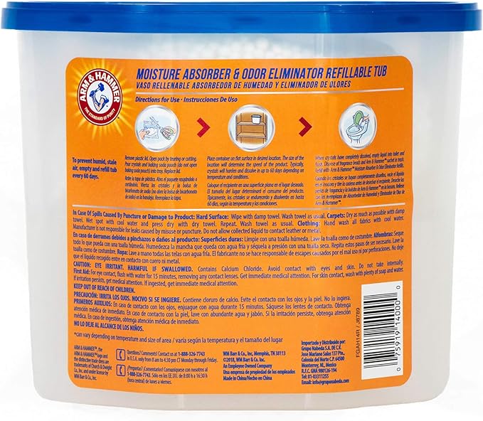 Arm & Hammer Fragrance Free Refillable Moisture Absorber and Odor Eliminator 14 oz. Tub - Image 3