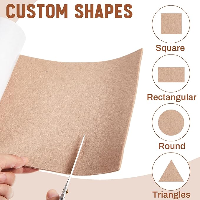 Large Felt Furniture Pads 8 x 60 Inch Non Slip Self Adhesive Heavy Duty Cuttable Strip Roll Felt Sheet Tape for Protecting Hardwood Floors Chair Wall, Beige - Image 4