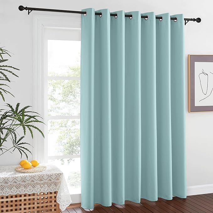 NICETOWN Sliding Door Curtain 84 inches Long, Grommet Privacy Darkening Window Treatment Sound Reducing Room Divider for Bedroom/Kids Room, 1 Panel, Sky Blue, W100 x L84 by NICETOWN