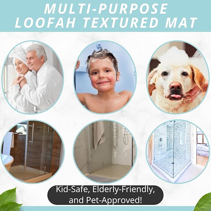 Enkosi Loofah Non-Slip Shower Mat – Square Anti-Slip Bath Mat for Kids, Tub, Bathtub & Walk-in Stalls, Cushioned PVC, Quick-Dry with Drain Holes – Bathroom Floor Safety Pad (Duck, 24x24) - Image 5