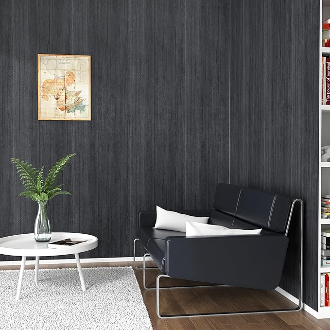 WESTICK Large Grey/Black Wood Contact Paper Peel and Stick Countertops Covering Waterproof Wood Grain Wallpaper Self Adhesive Countertop Contact Paper for Tables Cabinets Drawers Furniture 36" x 118" - Image 6