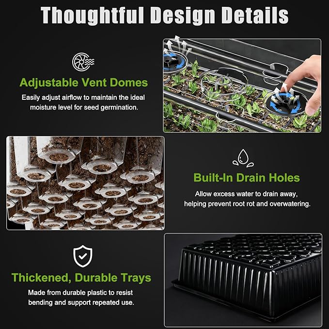 60 Cell Self-Watering Seed Starter Tray with Grow Light and Heat Mat,Seed Starter Kit,Humidity Domes,Auto Timer,Flexible Brightness Seedling Starter Trays for Seed Starting & Seeds Growing - Image 7
