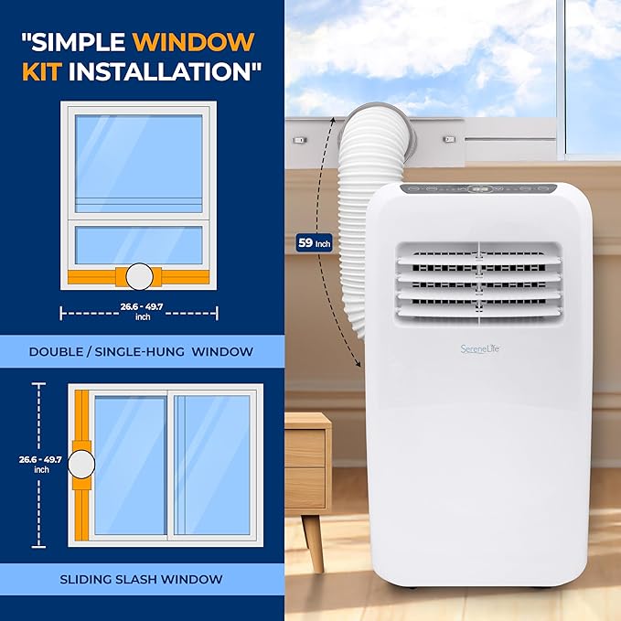 SereneLife 3-in-1 Portable Air Conditioner with Built-in Dehumidifier Function,Fan Mode, Remote Control, Complete Window Mount Exhaust Kit - Image 4