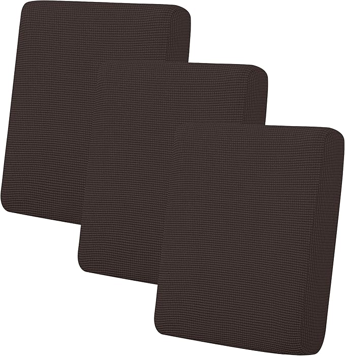 Easy-Going Stretch Individual Chair Couch Cushion Cover Sofa Cushion Furniture Protector Sofa slipcover Soft Flexibility with Elastic Bottom (3-Piece Sofa Cushion Cover, Chocolate) by Easy-Going
