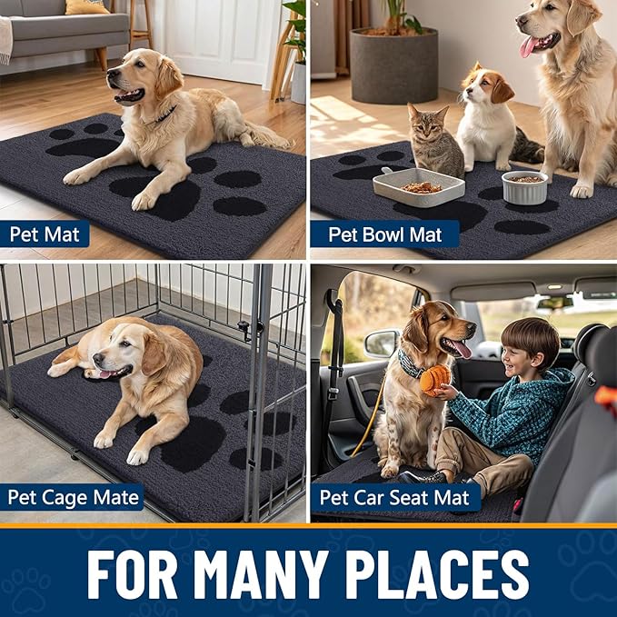 Smiry Dog Door Mat for Muddy Paws, Absorbs Moisture and Dirt, Low-Profile Entryway Mat with Non-Slip Backing, Entry Indoor Outdoor Doormat for Inside Floor (36x24 Inches, Black, Paw) - Image 7