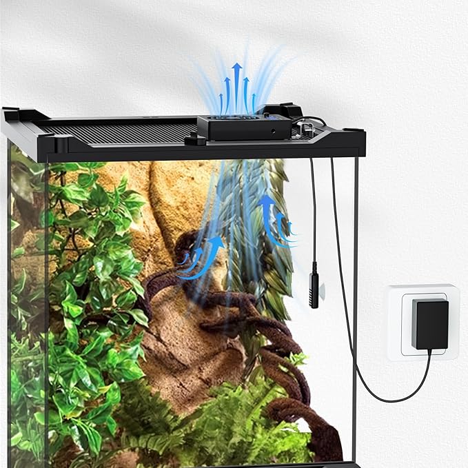 Reptile Humidity Control Fan for Terrariums, Quiet Airflow System for Tanks and Enclosures, Black - Image 7