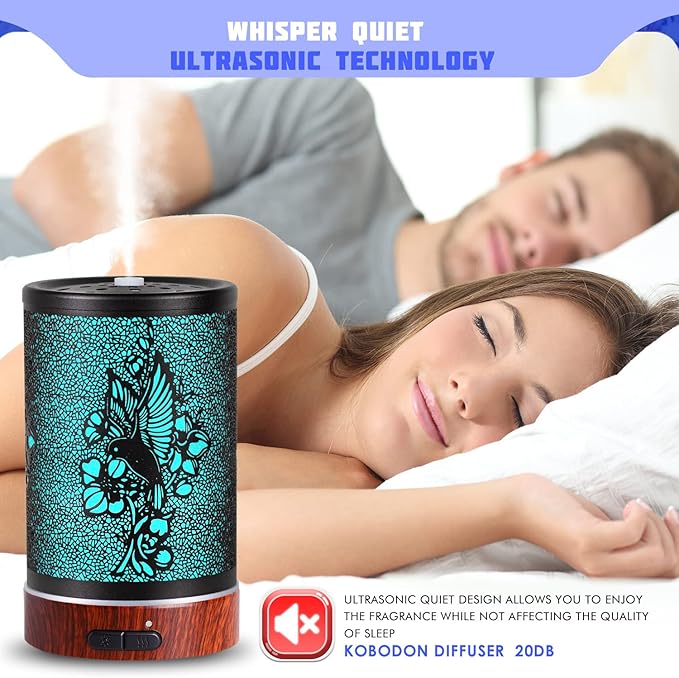 Essential Oils Diffuser,Aromatherapy Diffuser,Birthday Gifts for Women Mom Grandma,Metal Cool Mist Humidifier with 7 Colors Lights Waterless Auto Off Air Diffusers (A-Hummingbird) - Image 3