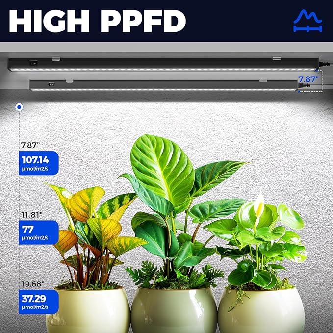 Barrina T5 Grow Lights for Indoor Plants, 2FT 5000K Full Spectrum LED Grow Light with Black Cover, T5 Grow Light Strip, Under Cabinet Plant Light with Switch Cord, Linkable, Plug and Play, 4 Packs - Image 4